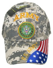 U.S. ARMY Hat ARMY SEAL Military Licensed Flag Baseball Cap- Black/ ACU Camo