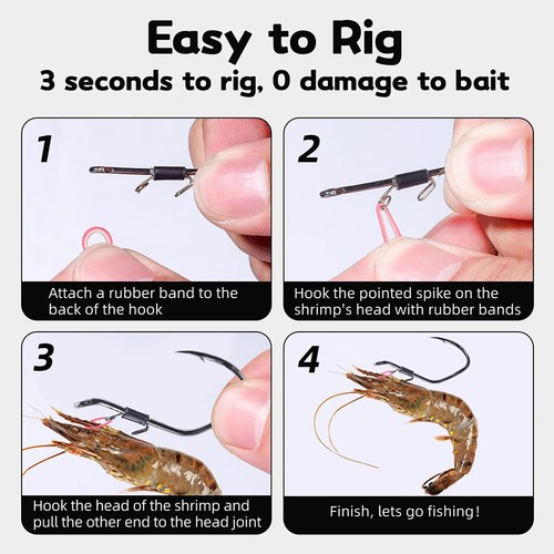 15Pcs Live Shrimp Hooks Set Catfish Fishing Hook Shrimp Holder Hook Saltwater - Bild 4 von 6