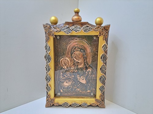 Holz Kiot Ikone Mutter Gottes Jagd Religion Rahmen Handarbeit Ukraine
