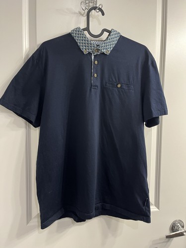 Herren Ted Baker Poloshirt Größe 5 mit bedrucktem Kragen Navy Baumwolle - Bild 16 von 16