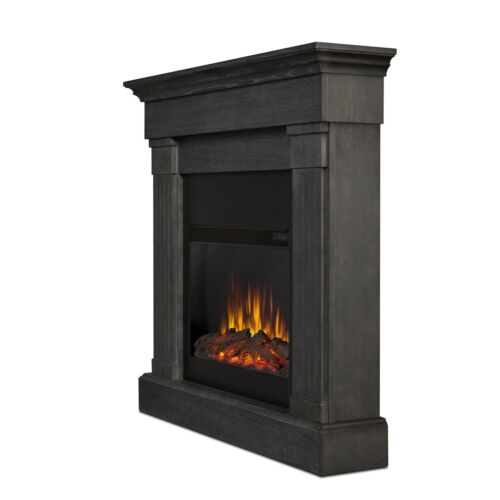 Electric Fireplace Real Flame Crawford Built In Look IR Heater Black or Gray - Picture 12 of 14