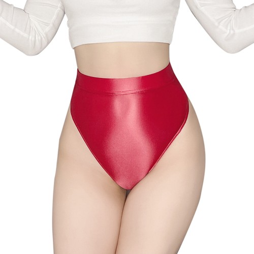 Women Oil Glossy High Waist Booty Shorts Hot Pants High Cut Briefs Dance Bottoms - Picture 8 of 20