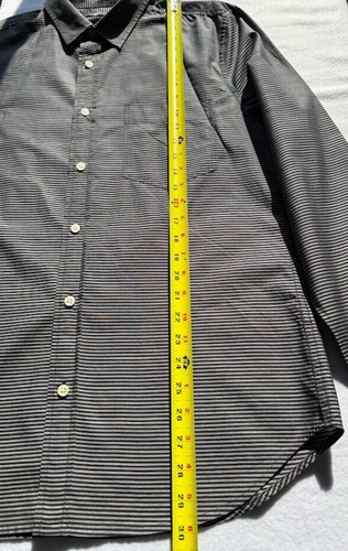 7 For All Mankind Shirt Men Large Black Striped Long Sleeve Button Up Business - Picture 6 of 13