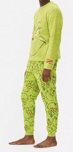 Dr Seuss The GRINCH Men's Fleece Pyjamas Men Warm Cosy Winter PJs XL Chest 44-46 - Picture 3 of 5