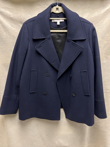 Nordstrom Collection Peacoat Womens XL Navy Blue Wool Cashmere Coat - Picture 2 of 6