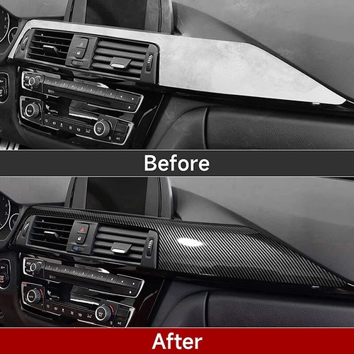Par de cubiertas de panel de tablero de consola de fibra de carbono para BMW F32 F33 F34 2013-2019 - Imagen 3 de 12