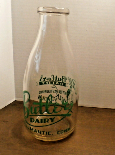 Quart Milk Bottle Butler Butler's Dairy Willimantic CT