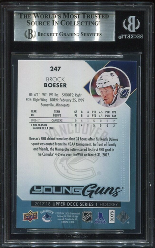 BROCK BOESER signed auto 2017-18 UD YOUNG GUNS ROOKIE CARD RC YG BECKETT (BAS) - Picture 2 of 2