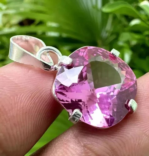 23 Kt A++ Natürlicher Rosa Saphir Kissenschliff 925 Massiv Silber Anhänger Edelstein - Bild 4 von 7