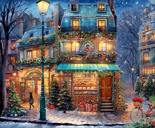 🧩🌇 NIS - WINTER WONDERLAND CAFE 500pcs PUZZLE by SPRINGBOK 🌇🧩 - Picture 2 of 3