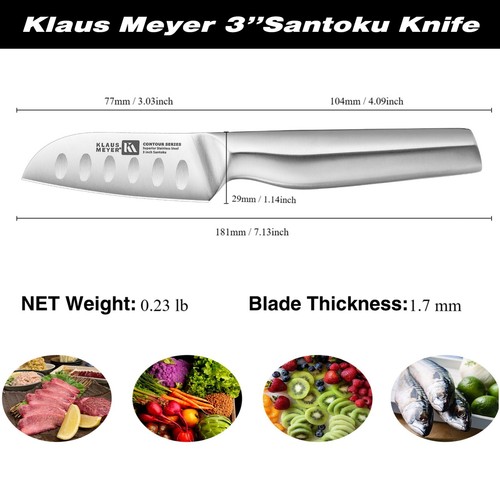 Klaus Meyer Contour Finest high carbon steel 3 inch Santoku Kitchen Chef Knife - Picture 4 of 6