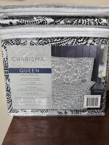 Charisma QUEEN Bettwäsche 6-teiliges Set schwarz-weiß schönes Hayden Paisley