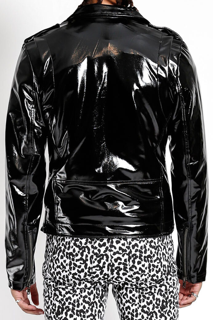 Black vinyl top jacket mens