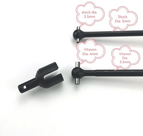 Kit de eje spline de acero VITAVON CNC aluminio #7075 / HD 45# para trineo Traxxas plata V1 - Imagen 3 de 10