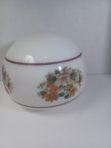 schoolhouse shade milk glass shade floral design 50s ceiling fixture 4" open  - Picture 3 of 11
