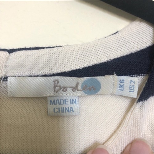 Boden Navy Striped Wool Top Women’s Size 2 - Picture 2 of 6