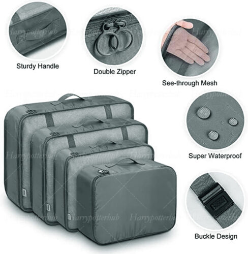 10 PCS Packing Cubes Luggage Storage Organiser Travel Compression Suitcase Bags - Picture 24 of 34