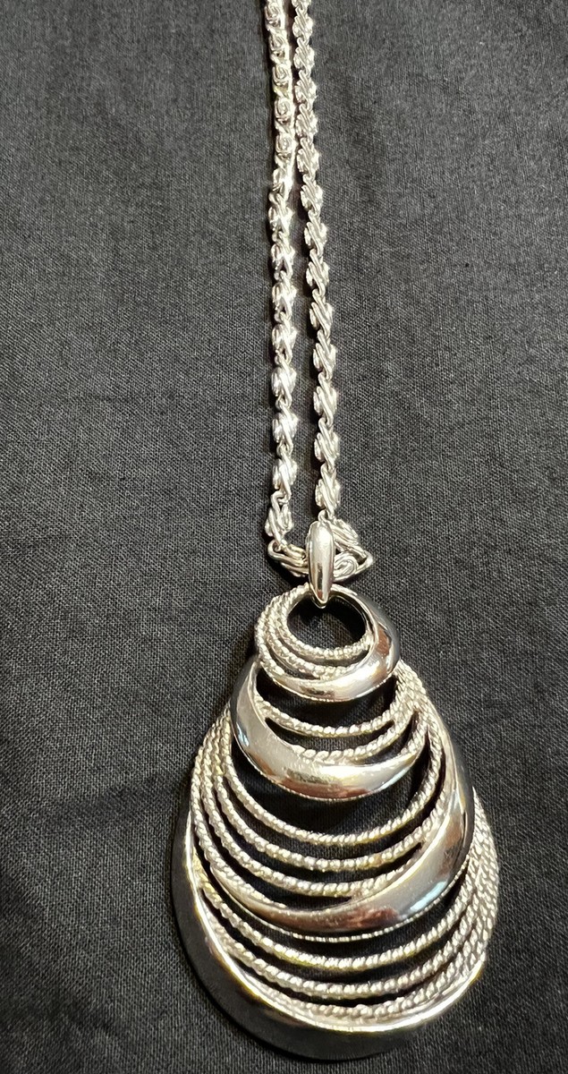 Vintage crown Trifari Necklace Spiral W textured back 1955 to 1969 hallmark