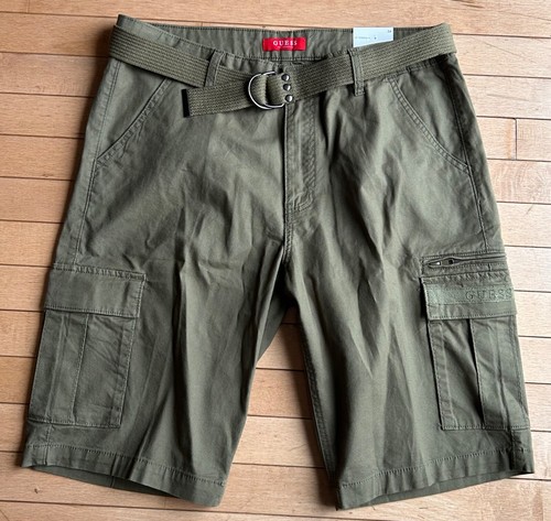 GUESS Shorts Herren Gr. 34 grün Cargo Gürtel Pattentaschen 0355 NEU