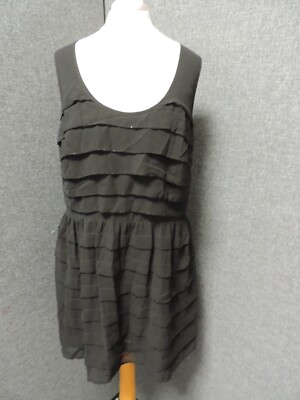 Next Petite Black Chiffon Layered Dress UK 14 RRP £49 LN132 MM 08