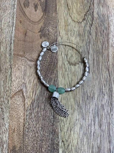 Alex and Ani Künstlerpalette Quaste grün Perlen Draht Armreif Armband Silber - Bild 6 von 7