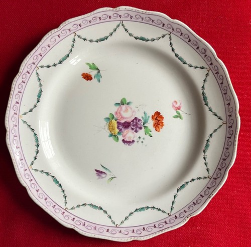 Antique 19th century English Regency Porcelain Plate with Flowers & Garland - Picture 2 of 9