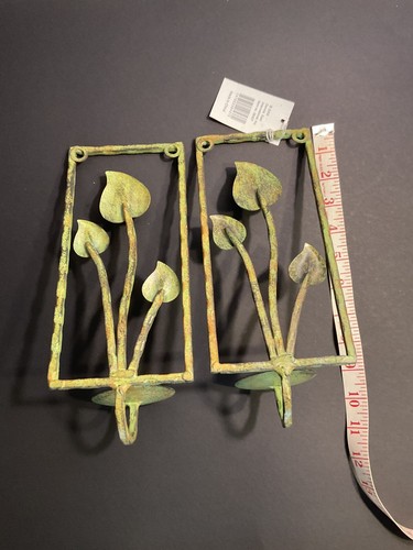 Juego de candelabros vintage de apliques de pared Dennis East 2002 metal verde - Imagen 6 de 10