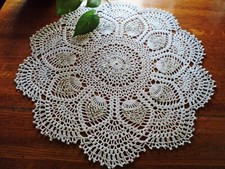 New Crochet Handmade Holiday Centerpiece Doily White w/ Silver Beads