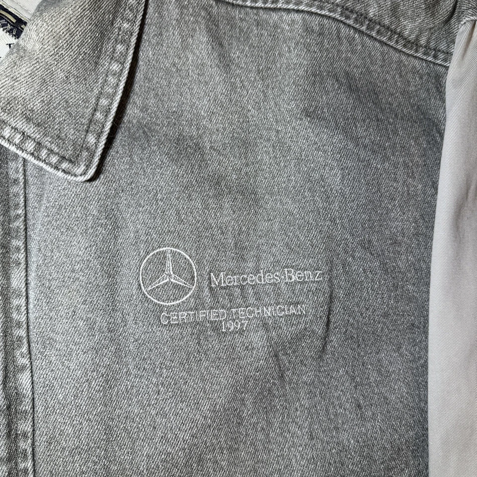 Chaqueta Bomber Mercedes Benz Técnico Certificado Gris Denim Vintage XL Coche Foto 4 de 4
