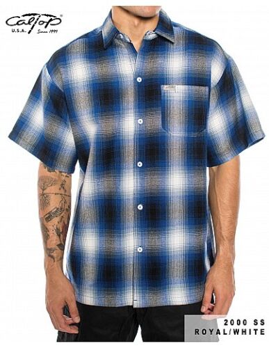 CALTOP OLD SCHOOL FLANNEL VETERANO SHORTSLEEVE SHIRT PLAID SM-5X GANGSTER - Picture 28 of 31