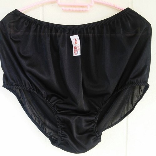 Silky Nylon Black Panty Underwear Woman Man Light Soft Full Briefs Waist 28"-40" - Bild 2 von 5
