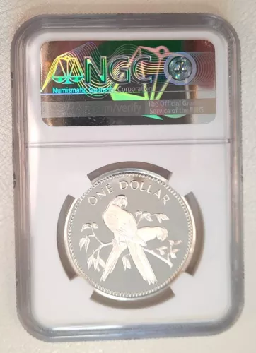 1975 FM BELIZE $1 (DOLLAR) SILVER - NGC PF 69 - UC UNC PROOF