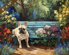 French Bulldog dog painting by a peaceful garden bench 8x10 Print