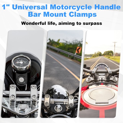Universal CNC Chrome Motorcycle 1" inch HandleBar Bar Risers Mount Clamp - Picture 3 of 12