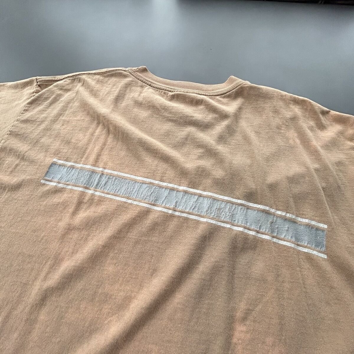 VTG Korn 1996 Band T-Shirt Sz XL Beige Striped Faded