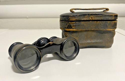 Vtg Binoculars Opera LeMaire Fabt Paris Style Glasses Brass Early 1900's w/ Case