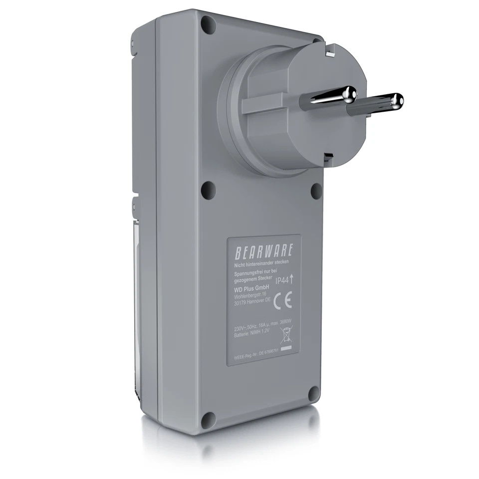 Bearware Digitale Zeitschaltuhr 20 Programme Outdoor Zufallsfunktion IP44 Grau - Bild 3 von 4