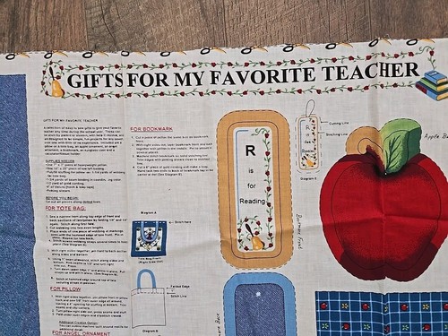 Vintage Stoff Panel Schneiden & Nähen Federn Industries Geschenke für meinen Lieblingslehrer - Bild 2 von 8