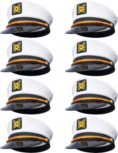 8 Stück Kapitänsmützen verstellbar weiß Matrosen Marine Marine Admiral Mützen für Y... - Bild 2 von 9