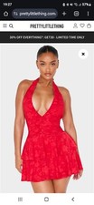 Shape Red Floral Devore Frill Mini Dress Prettylittlething Size 10