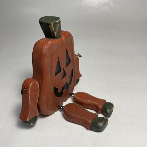 Halloween Estante Cuidador Calabaza Jack O Linterna Madera Envejecida Decoración Otoño - Imagen 4 de 5