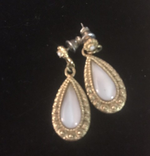Goldtone Opalessence Drop Pierced Post Earrings - Gift Boxed! - Picture 3 of 4