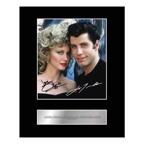 John Travolta and Olivia Newton-John Signed Mounted Photo Display Grease Auto...