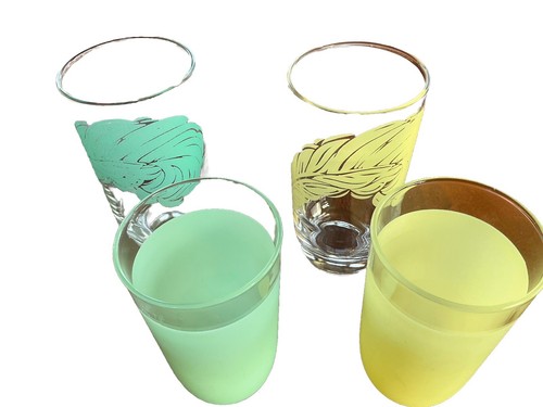Vintage Feather Glasses Set of 8 Barware Drinking Tumbler Juice Mid Century - Picture 5 of 10