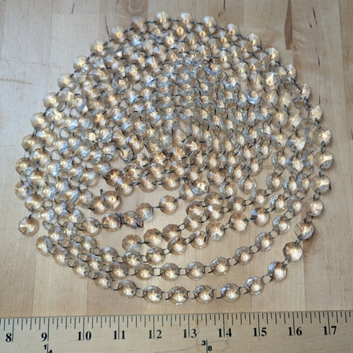 14FT Glass Crystal Clear Color Octagon Beads Chain Chandelier Parts Prisms Craft