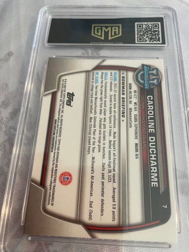 CAROLINE DUCHARME UCONN 2022 BOWMAN CHROME UNIVERSITY PINK RC # 7 GRADED 8.5 - Foto 2 di 2