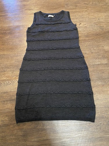 Calvin Klein Grey Wool Blend Sleeveless Dress Women Size Medium Bodycon - Picture 2 of 6