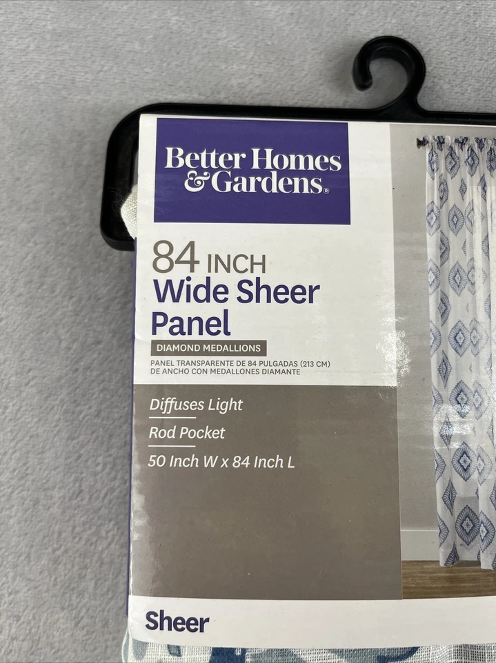 Better Home & Gardens 84 inch wide sheer panel Diamond Medallion 50in W x 84in L - Image 3 of 4
