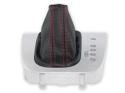 FOR VW GOLF 5 V DSG automatic GEAR GAITER LEATHER RED STITCH + PLASTIC FRAME - Afbeelding 3 van 5