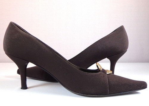 Stuart Weitzman Pumps Womens Brown Size 7.5 M Shoes Jeweled Round Embellishment - Picture 6 of 12
